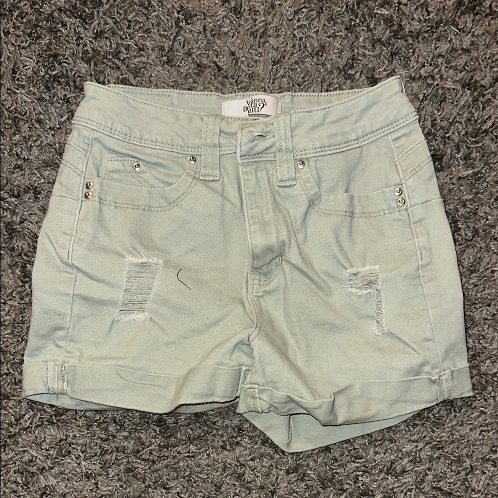 Light Green Denim Shorts